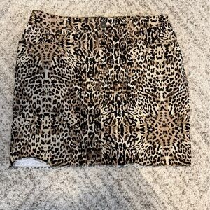 INC Women’s Large Leopard Print Button Zip-up Skirt